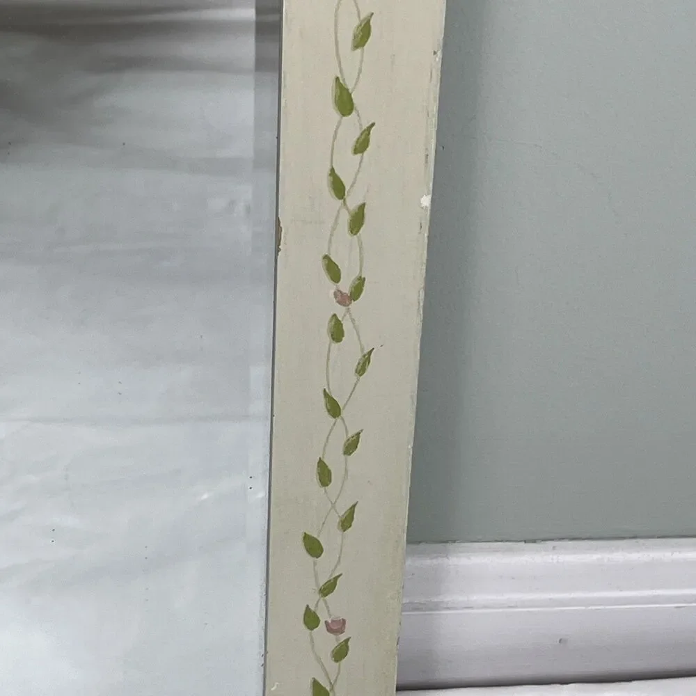 Vintage Hand Painted Arched Wood Mirror Cottagecore Floral 20